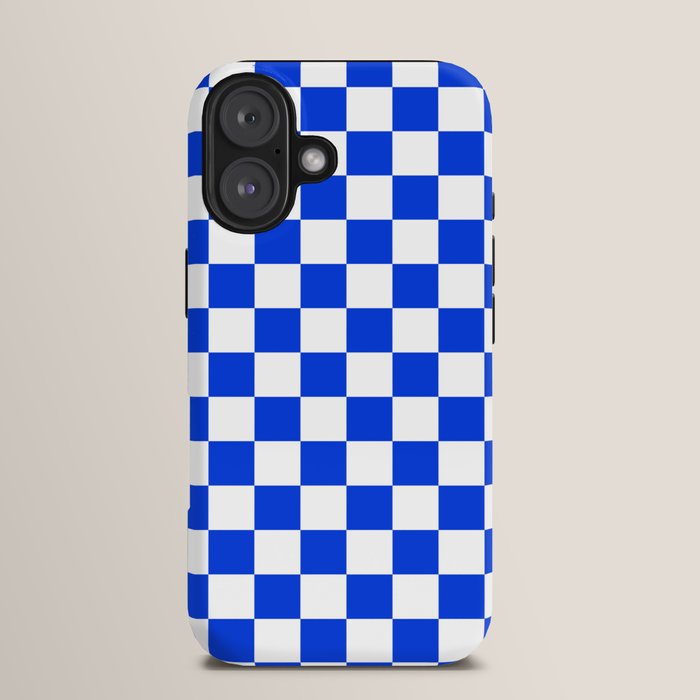 Checkerboard Check Checkered Pattern in Royal Blue and White iPhone Case Gallery Image 13