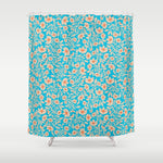 Tropical Blooms Pattern - Blue Shower Curtain Gallery Image 1