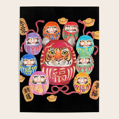 Japanese Tiger Daruma with small Darumas Poster Gallery Image 4