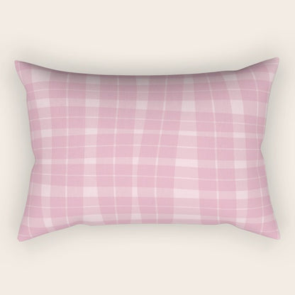 Wavy Plaid Pink Rectangular Pillow Gallery Image 1