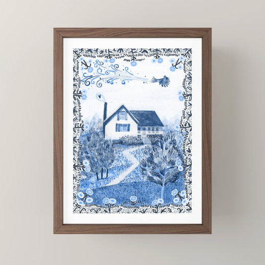 The Old Country Farm in Navy Blue - Farm House Decor Mini Art Print Gallery Image 2