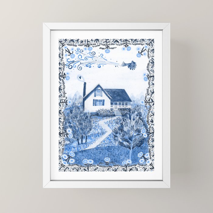 The Old Country Farm in Navy Blue - Farm House Decor Mini Art Print Gallery Image 4