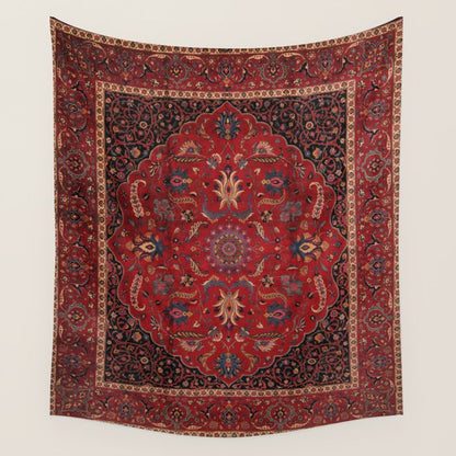 Antique Burgundy Wine Persian Mashad Oriental Rug Wall Tapestry Gallery Image 3