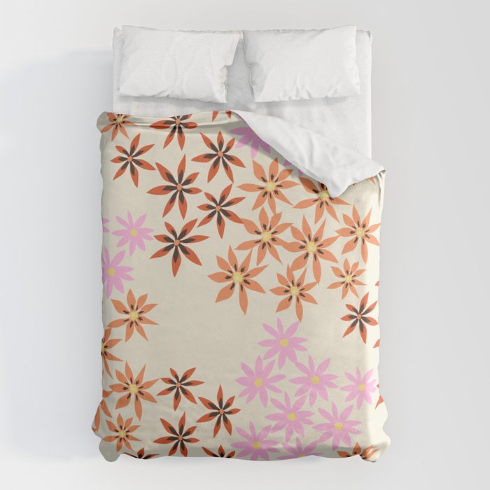 Colorful flowers. Abstract botanical art. Flower market. Tokyo exhibition print Duvet Cover Gallery Image 1