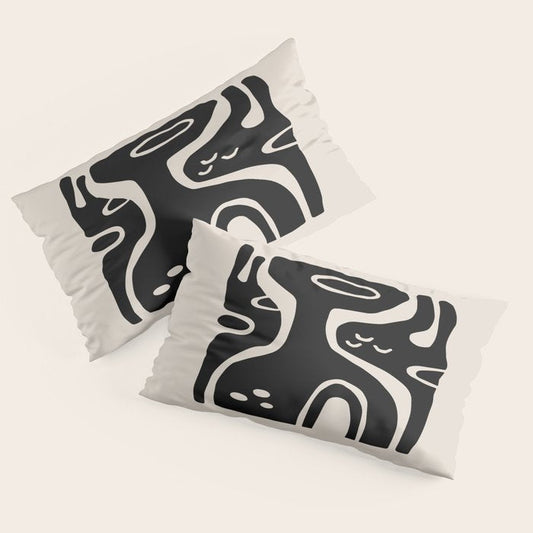 Abstract Art Black and Linen White Pillow Sham Gallery Image 2