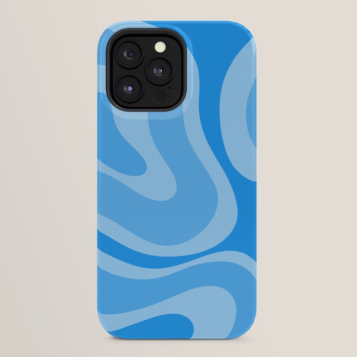 Modern Retro Liquid Swirl Abstract Pattern in Light Blue and Sky Blue iPhone Case Gallery Image 24