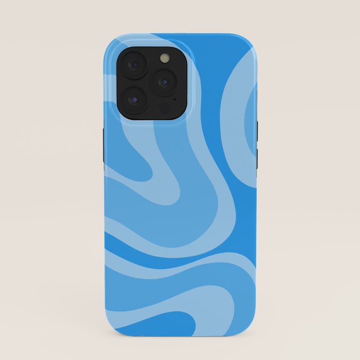 Modern Retro Liquid Swirl Abstract Pattern in Light Blue and Sky Blue iPhone Case Gallery Image 39