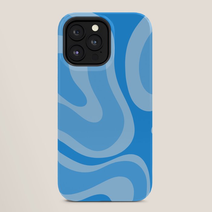 Modern Retro Liquid Swirl Abstract Pattern in Light Blue and Sky Blue iPhone Case Gallery Image 28