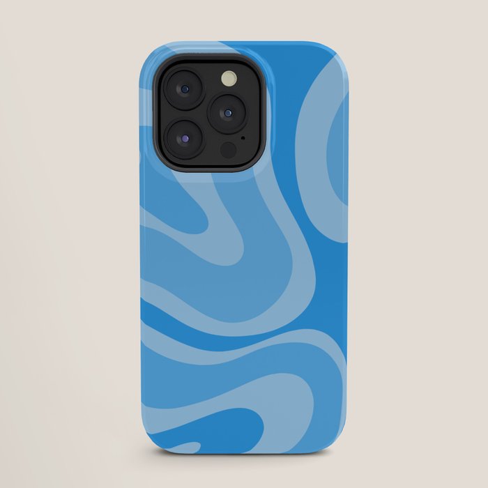 Modern Retro Liquid Swirl Abstract Pattern in Light Blue and Sky Blue iPhone Case Gallery Image 27