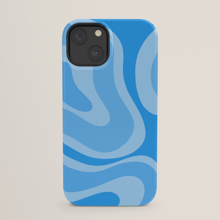 Modern Retro Liquid Swirl Abstract Pattern in Light Blue and Sky Blue iPhone Case Gallery Image 29