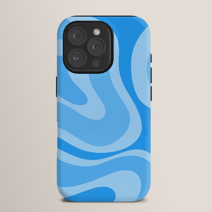 Modern Retro Liquid Swirl Abstract Pattern in Light Blue and Sky Blue iPhone Case Gallery Image 15