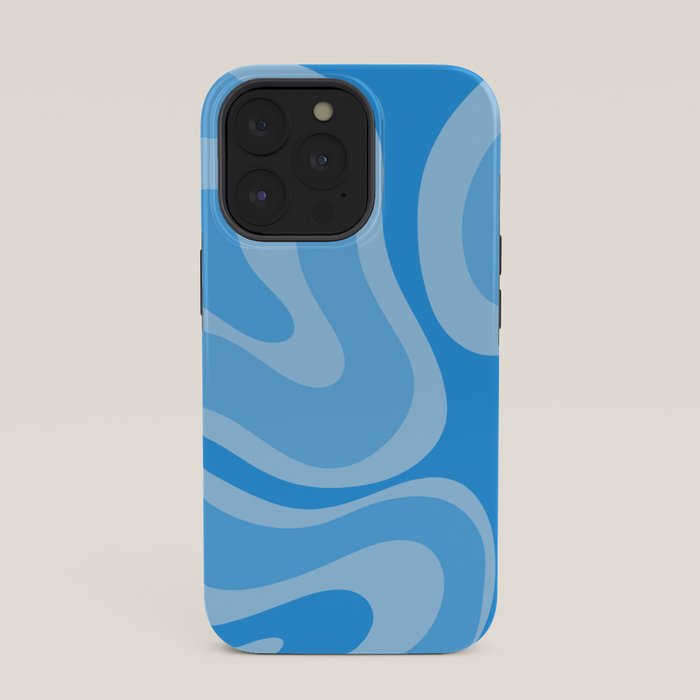 Modern Retro Liquid Swirl Abstract Pattern in Light Blue and Sky Blue iPhone Case Gallery Image 35