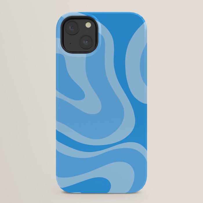 Modern Retro Liquid Swirl Abstract Pattern in Light Blue and Sky Blue iPhone Case Gallery Image 22