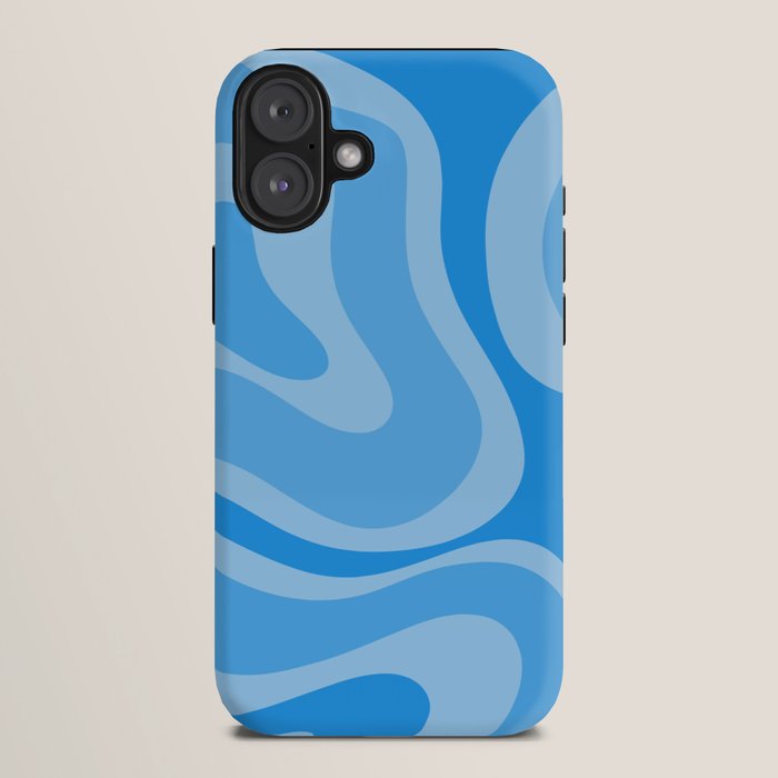 Modern Retro Liquid Swirl Abstract Pattern in Light Blue and Sky Blue iPhone Case Gallery Image 10
