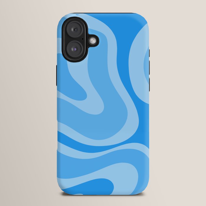 Modern Retro Liquid Swirl Abstract Pattern in Light Blue and Sky Blue iPhone Case Gallery Image 14