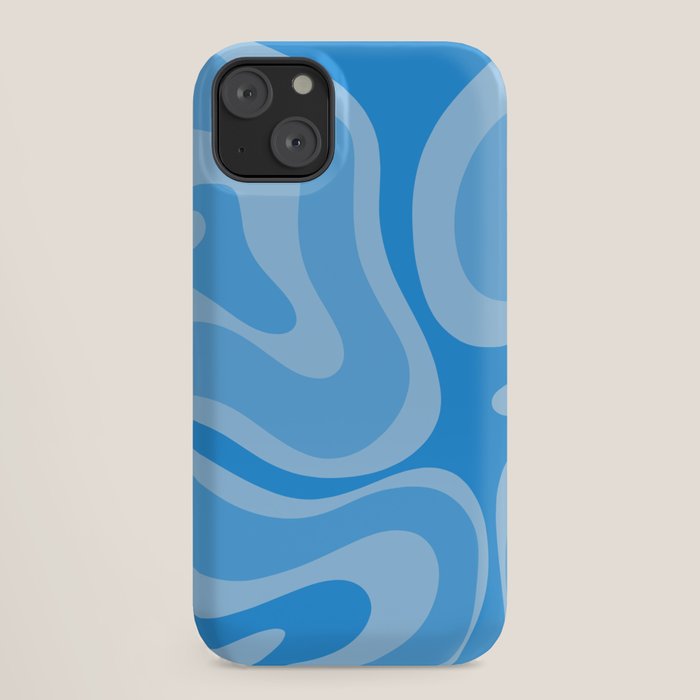 Modern Retro Liquid Swirl Abstract Pattern in Light Blue and Sky Blue iPhone Case Gallery Image 18