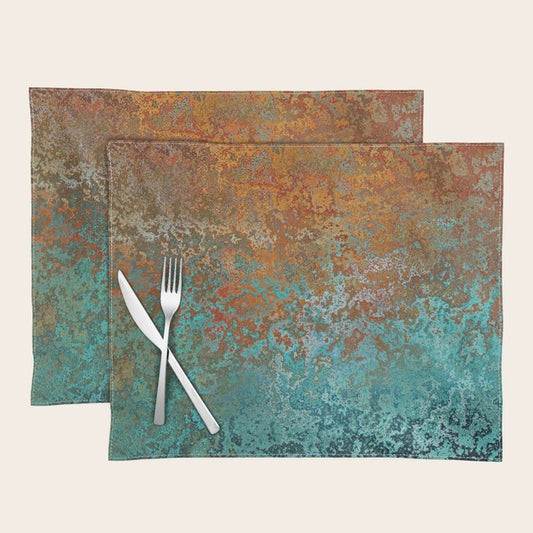 Vintage Copper and Teal Rust Placemat Gallery Image 1