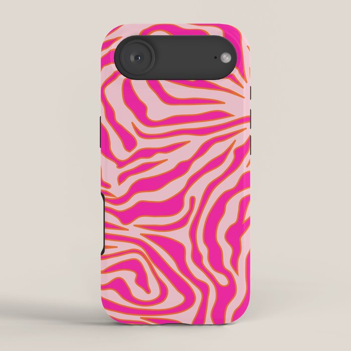 Zebra Print Pink And Orange Zebra Stripes Wild Animal Print Preppy Decor Modern Zebra Pattern iPhone Case Gallery Image 2
