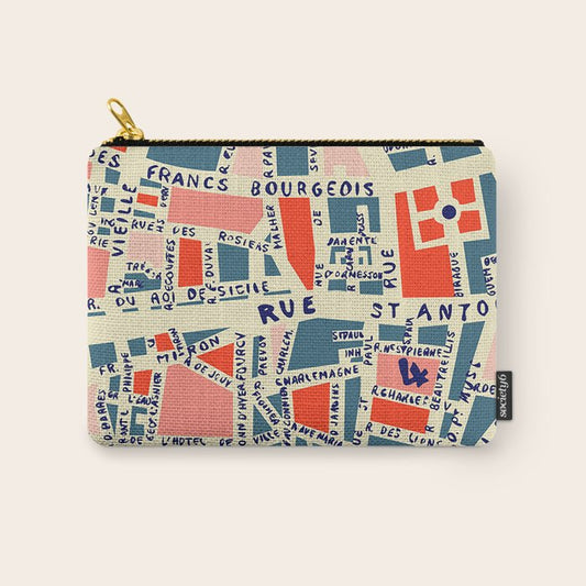 paris map blue Carry All Pouch Gallery Image 1