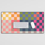 Checkerboard Checkered Checked Check Chessboard Pattern in Polychrome Multicolor Colors Desk Mat Gallery Image 1