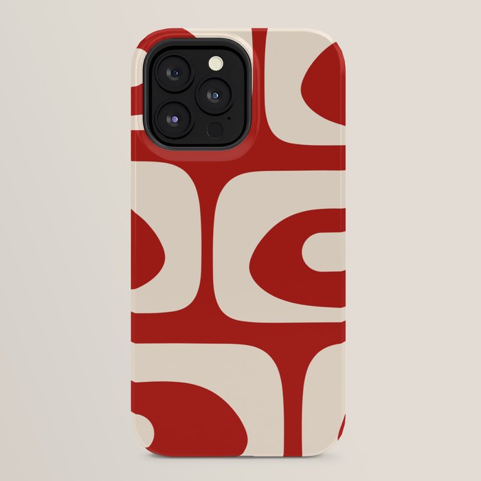 Retro Piquet Mid Century Modern Abstract Pattern in Red and Almond Cream iPhone Case Gallery Image 24