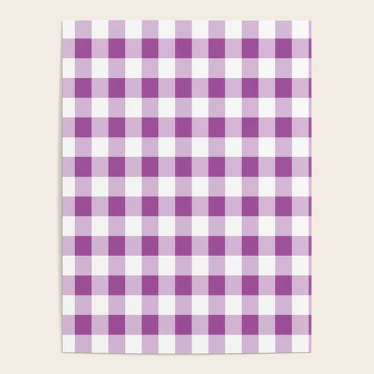 Gingham Large Lavender Amethyst White Poster Gallery Image 1
