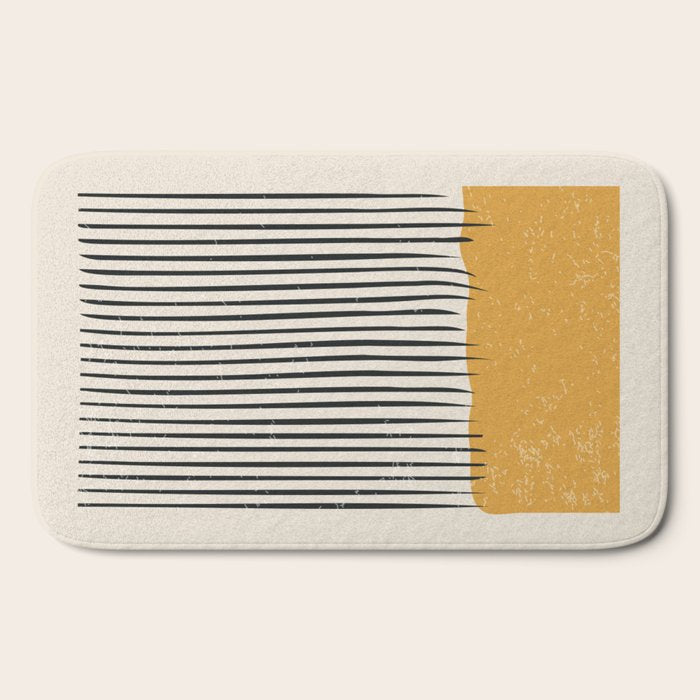 Mid Century Modern Minimalist Rothko Inspired Color Field With Lines Geometric Style Bath Mat Gallery Image 2