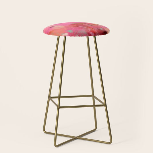 pink floral illusion abstract art Stool Gallery Image 2
