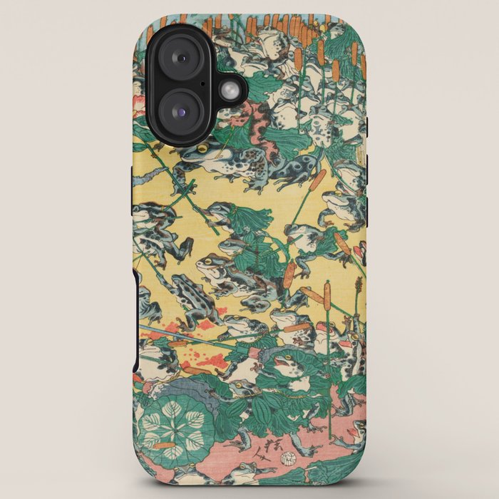 Frog Battle Japanese Print by Kawanabe Kyosai, 1864 iPhone Case Gallery Image 5