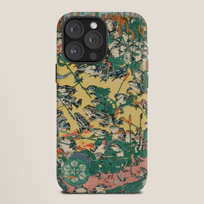 Frog Battle Japanese Print by Kawanabe Kyosai, 1864 iPhone Case Gallery Image 12