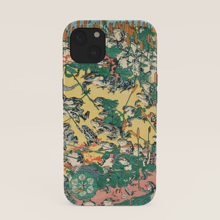 Frog Battle Japanese Print by Kawanabe Kyosai, 1864 iPhone Case Gallery Image 37