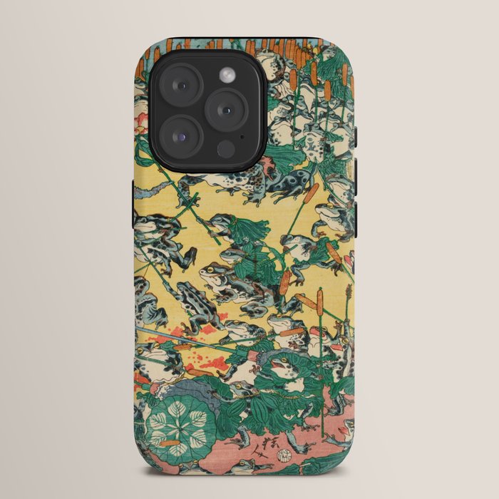 Frog Battle Japanese Print by Kawanabe Kyosai, 1864 iPhone Case Gallery Image 15