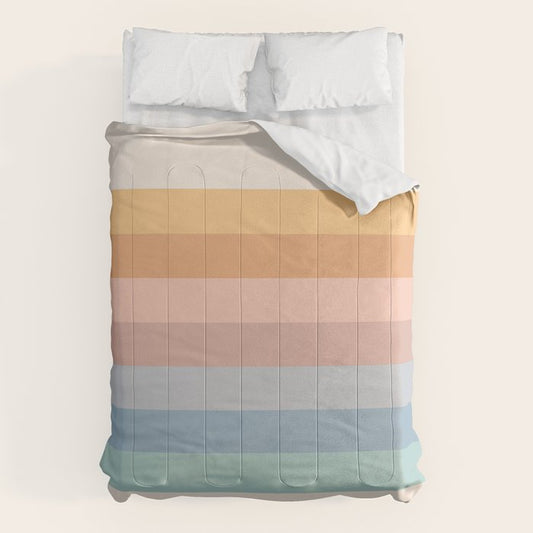 Pastel Retro Rainbow Stripes Comforter Gallery Image 1