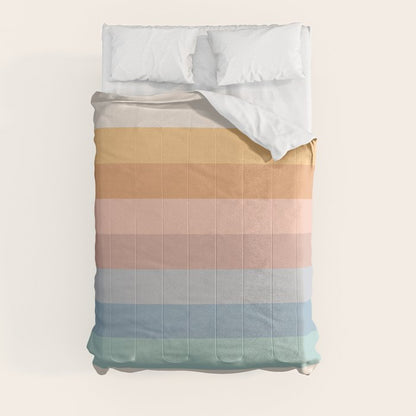 Pastel Retro Rainbow Stripes Comforter Gallery Image 8