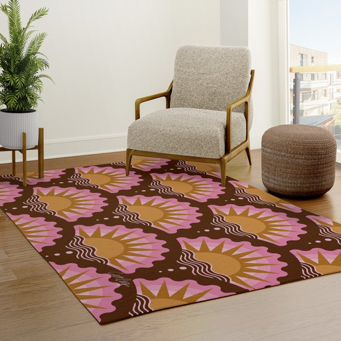 Sunset Seigaiha - Pink & Burgundy Rug Gallery Image 3