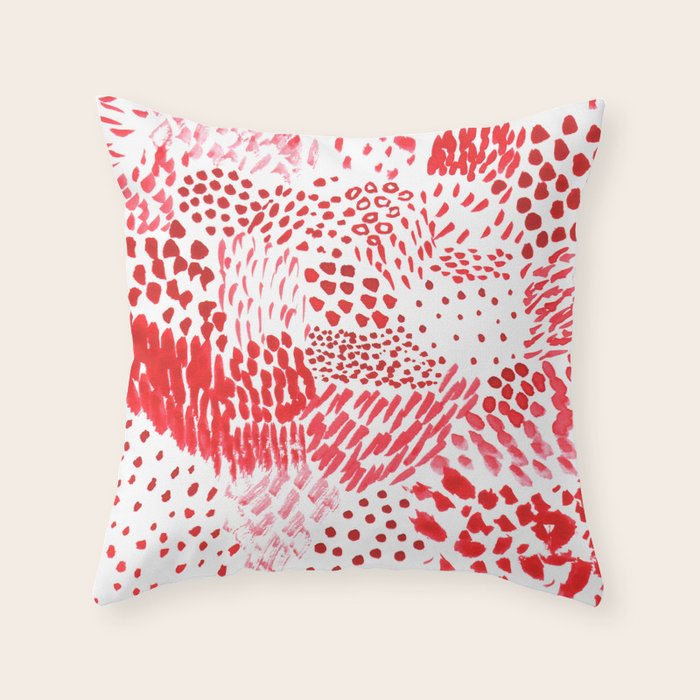 Watercolor Red Rhythm Throw Pillow Gallery Image 4
