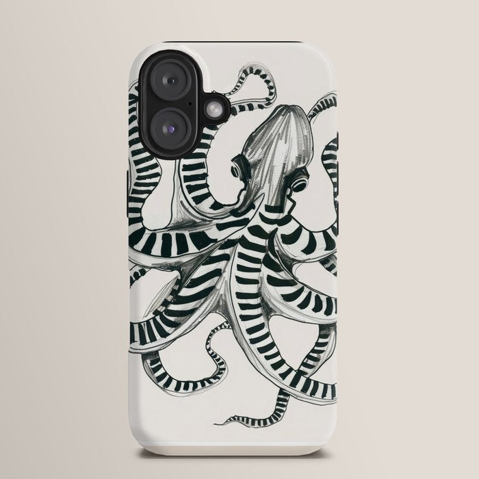 Striped Octopus Ink Drawing iPhone Case Gallery Image 13