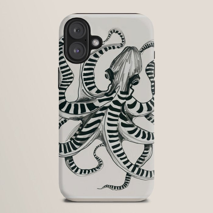 Striped Octopus Ink Drawing iPhone Case Gallery Image 10