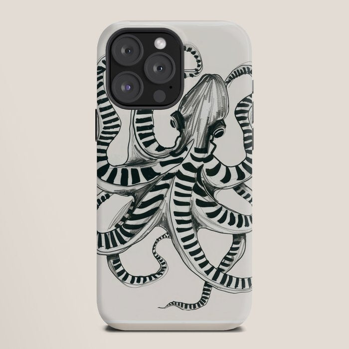 Striped Octopus Ink Drawing iPhone Case Gallery Image 12