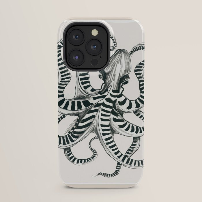 Striped Octopus Ink Drawing iPhone Case Gallery Image 31