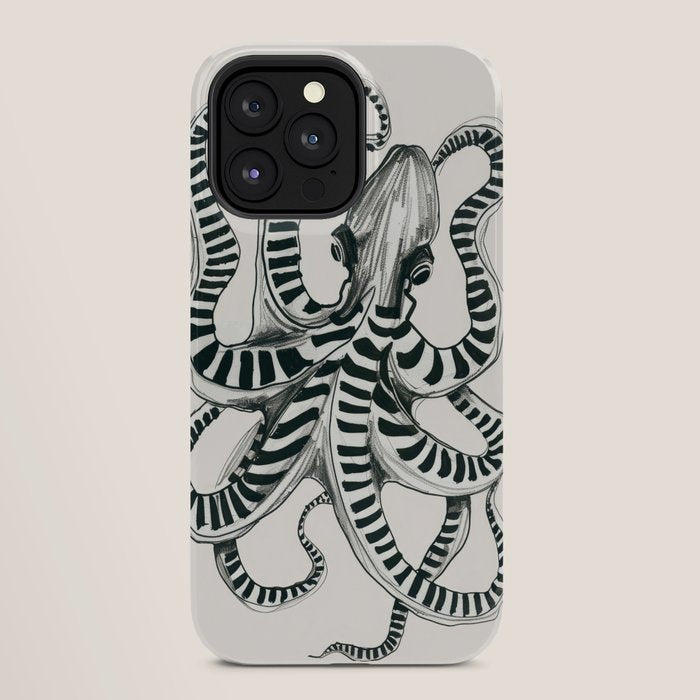 Striped Octopus Ink Drawing iPhone Case Gallery Image 28