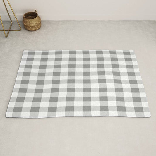Gingham Large Gray White Rug Gallery Image 2