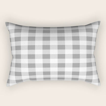 Gingham Large Gray White Rectangular Pillow Gallery Image 1