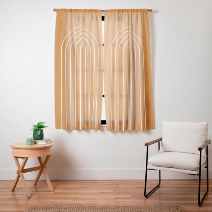Minimal Arch XXII Bright 70s Orange Modern Geometric Lines Window Curtain Gallery Image 11