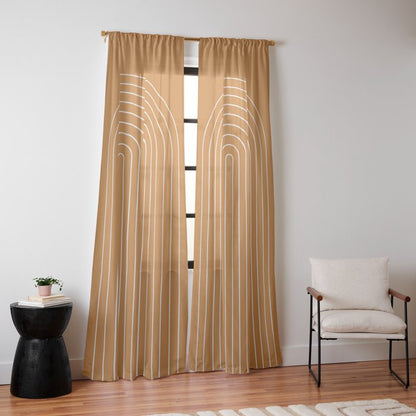 Minimal Arch XXII Bright 70s Orange Modern Geometric Lines Window Curtain Gallery Image 14