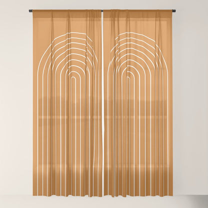Minimal Arch XXII Bright 70s Orange Modern Geometric Lines Window Curtain Gallery Image 22