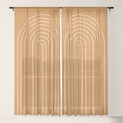 Minimal Arch XXII Bright 70s Orange Modern Geometric Lines Window Curtain Gallery Image 21