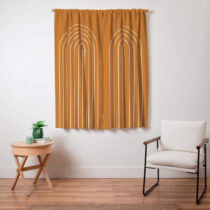 Minimal Arch XXII Bright 70s Orange Modern Geometric Lines Window Curtain Gallery Image 3