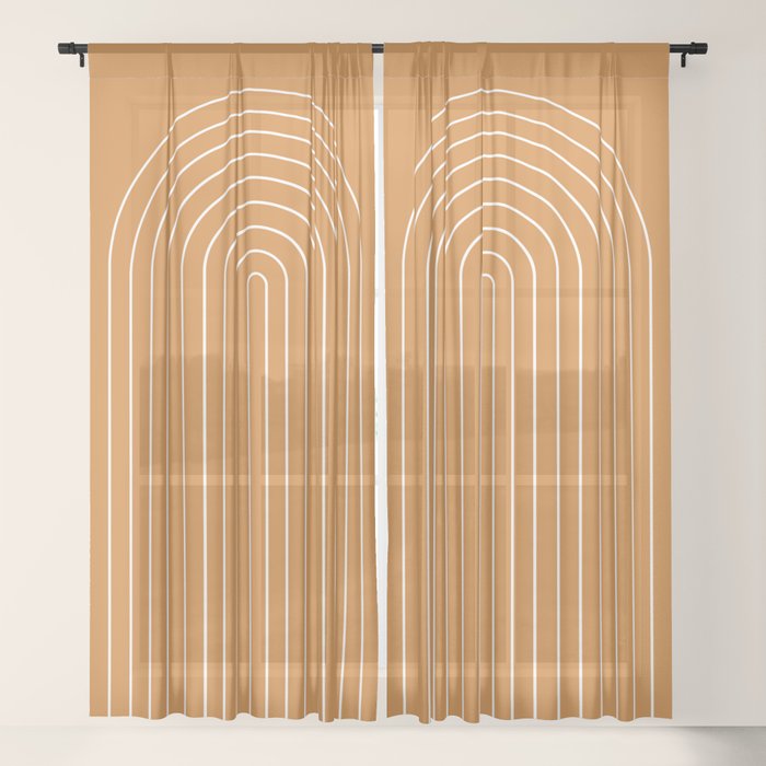 Minimal Arch XXII Bright 70s Orange Modern Geometric Lines Window Curtain Gallery Image 17