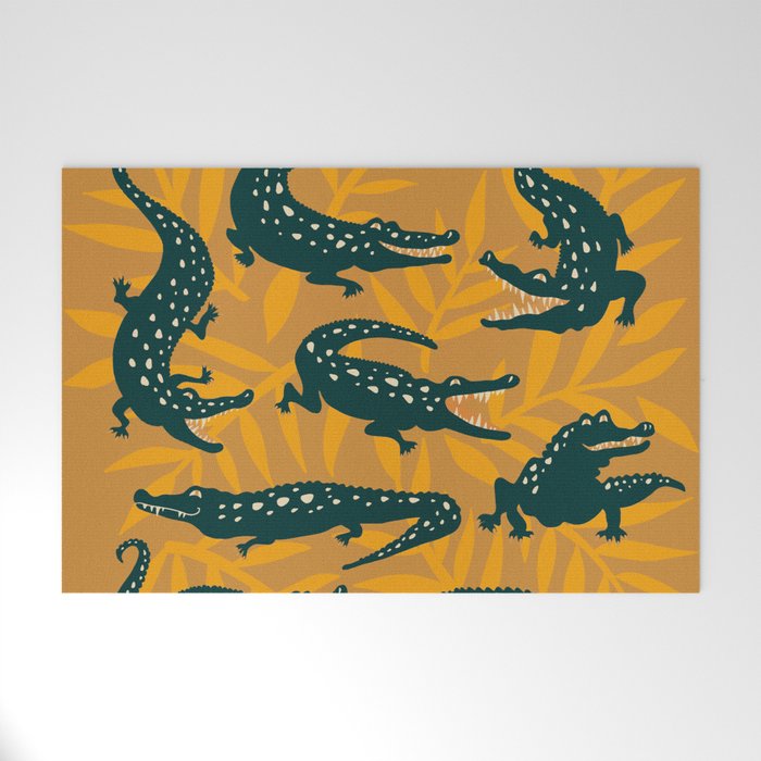Alligator Collection - Ochre & Teal Welcome Mat Gallery Image 1